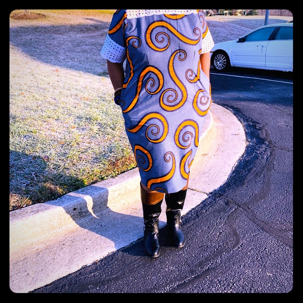 Ankara Dress with Lace Detail